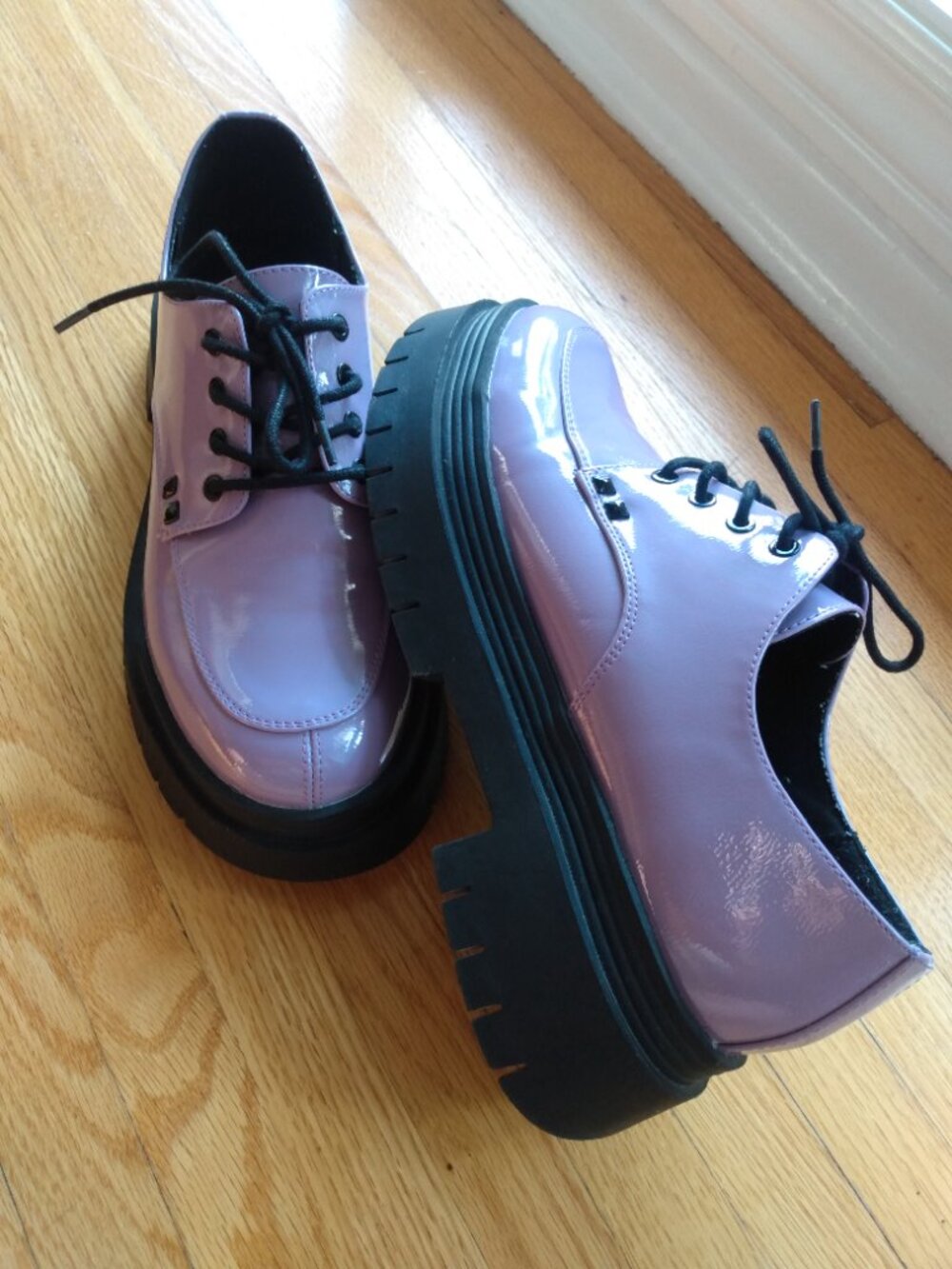 Lavender Patent Vegan Leather Platform Creepers Size 10 - Picture 4 of 16
